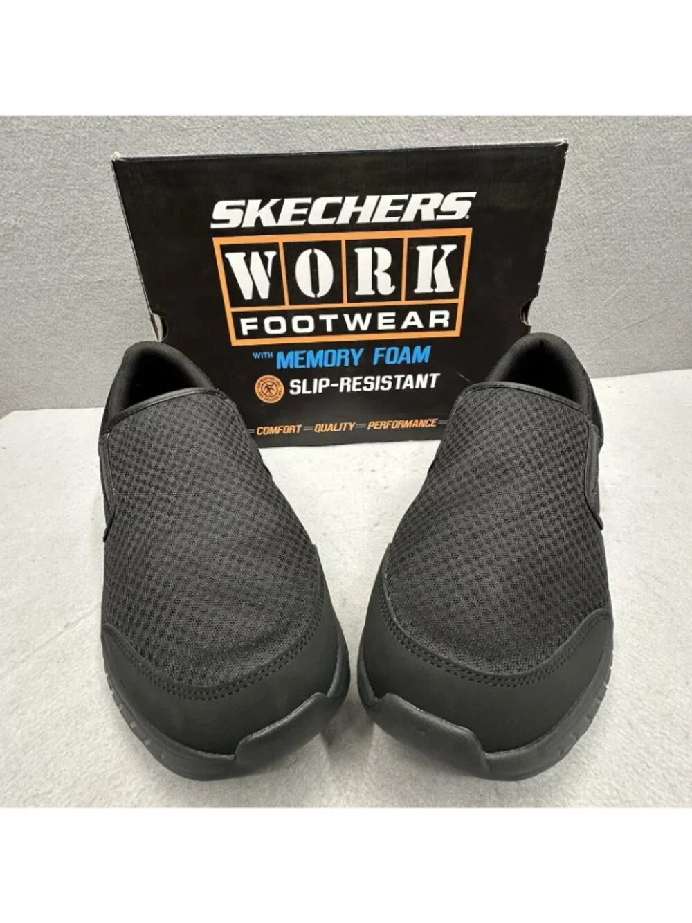 Skechers Mens 12 Shoes Urgran Slip Resistant Work Relaxed Fit Squad SR 200273BL